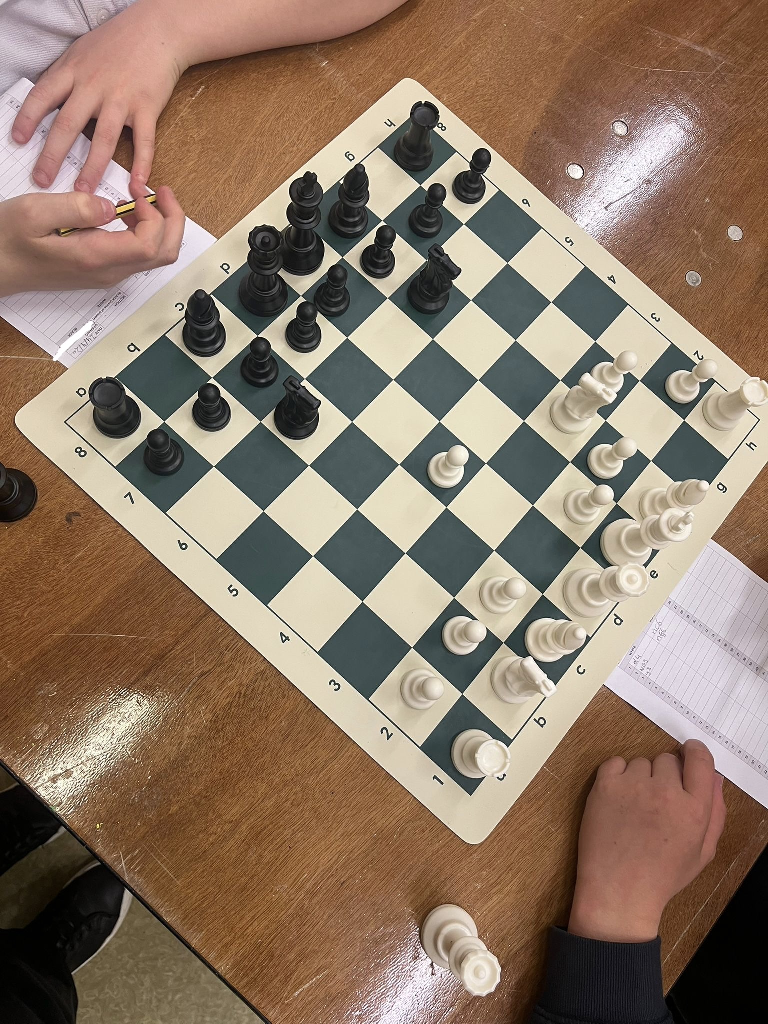 Chess board and score sheet